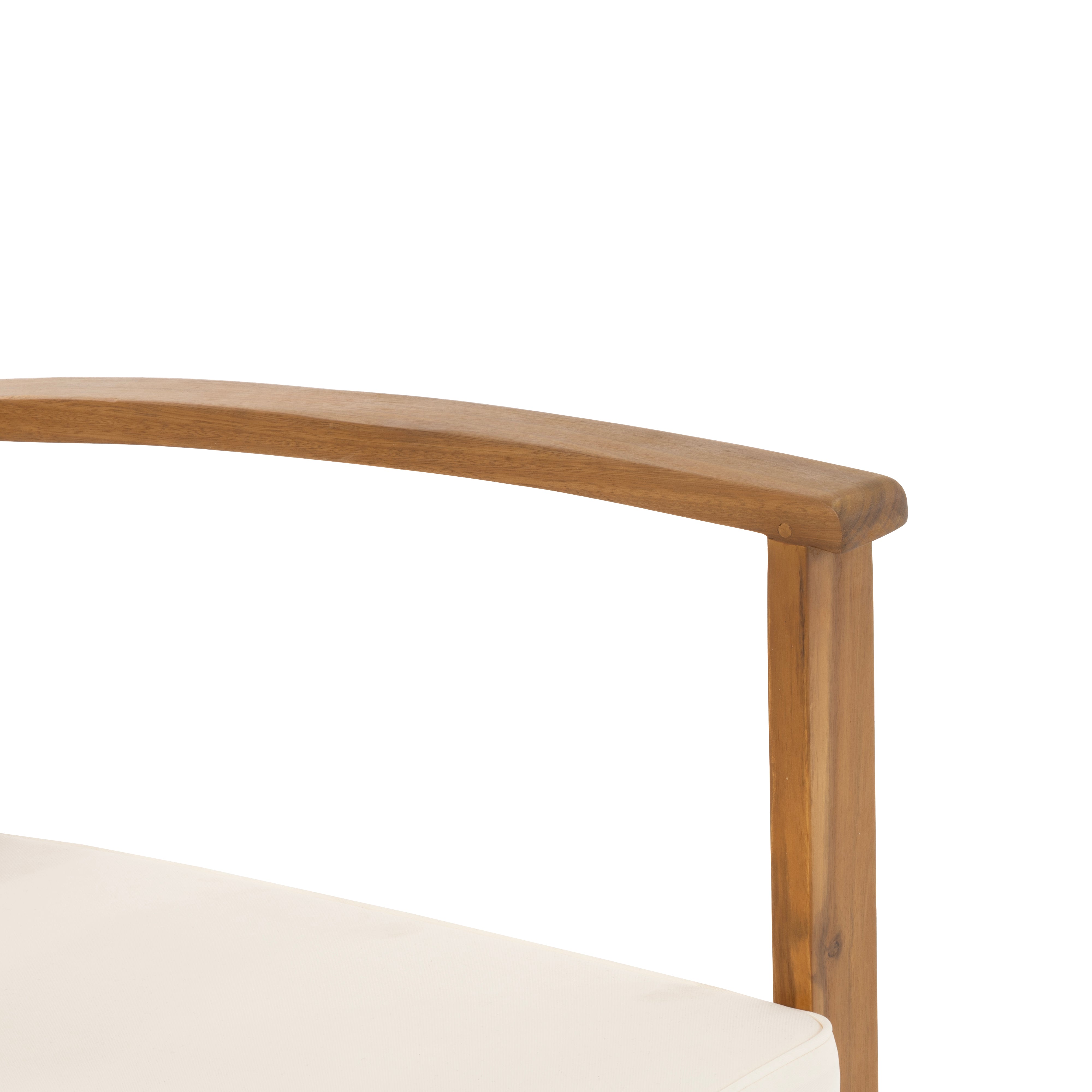 VESTIAMO CASA GIARDINO - Set da giardino 4 pezzi in legno di Acacia con cuscini Beige - Formato da Panchina a 2 posti, 2 poltrone e tavolino da salotto
